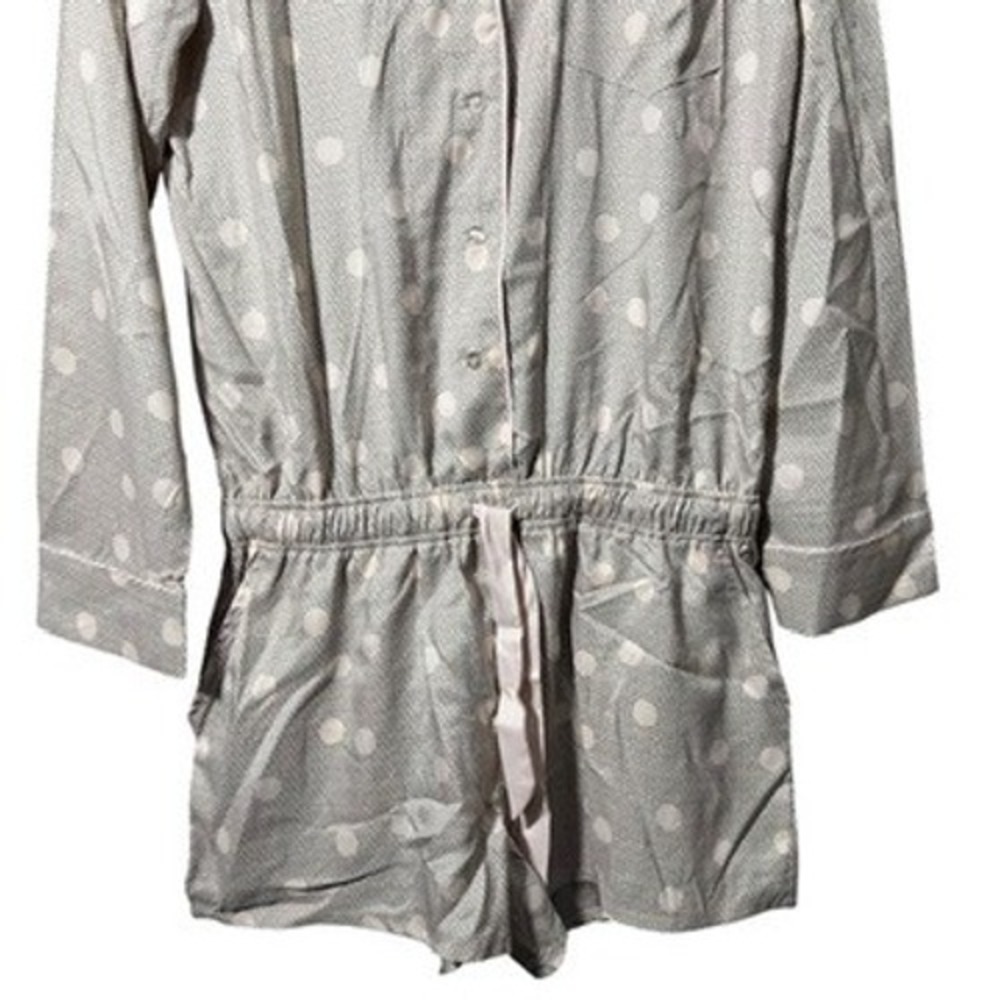 PJ Salvage Satin‎ Dot Romper Pajamas Long Sleeve Lounge Sleepwear Small NWOT - Picture 3 of 8